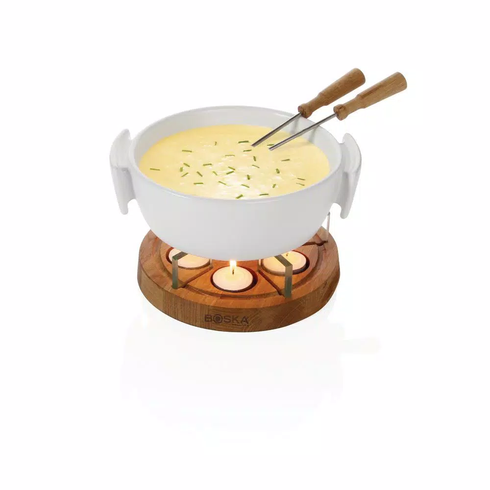 Boska Candlelight Fondue Twinkle 6-Piece Ceramic Fondue Set - White