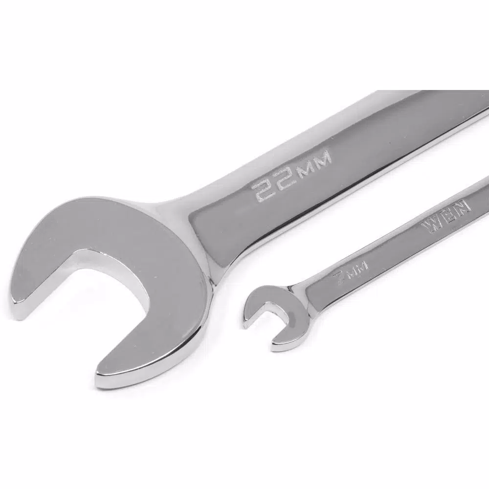 WEN 16-Piece Metric Reversible Ratcheting Combination Wrench Set with Storage Pouch