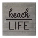 Petal Lane Home Beach Life Slat Board, Gray Wood Memo Board with White Lettering thumbnail 1