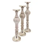 IMAX Trisha Yearwood Nightingale Mango Wood Hurricane Candle Holder Set of 3, Gray thumbnail 3