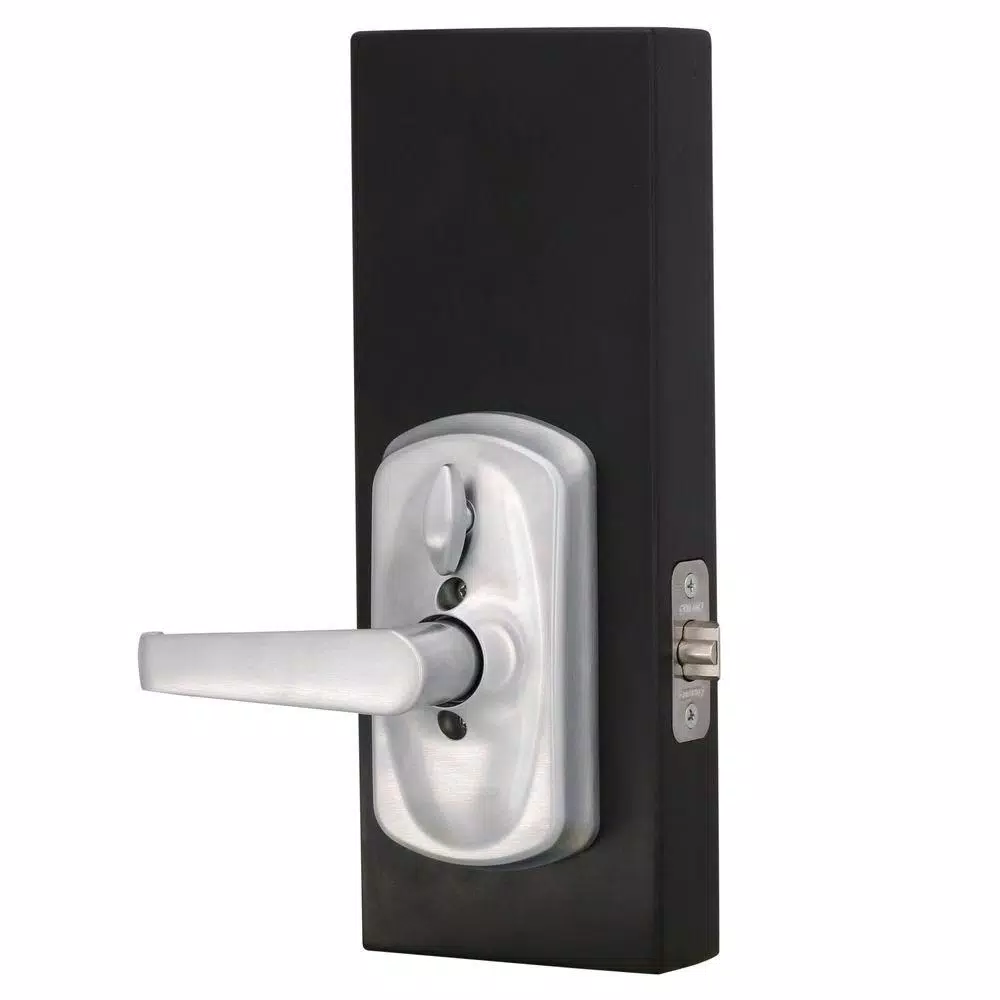 Schlage Elan Satin Chrome Electronic Keypad Door Lever with Plymouth Trim and Flex Lock