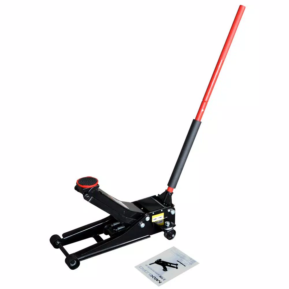 Max Load 3-Ton Low Profile Hydraulic Floor Jack with Quick Pump and Wide Steel Casters