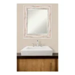 Amanti Art Alexandria 21 in. W x 25 in. H Distressed Whitewash Wood Framed Beveled Edge Bathroom Mirror thumbnail 5