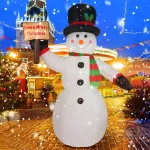 JOYDECOR 8 ft. Pre-Lit LED Snowman Christmas Inflatable with Board for Outdoor Holiday Decor thumbnail 4