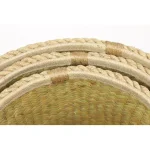 LITTON LANE Set of 3 Round Palm Leaf and Rope Wicker Storage Baskets with Handles, White thumbnail 6