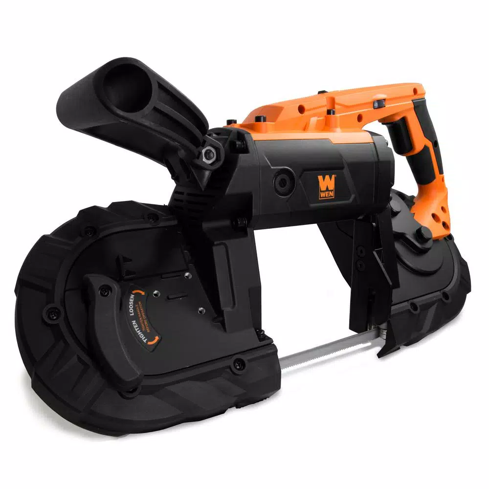 WEN 10-Amp Portable Band Saw, 5-Inch Variable Speed Handheld Metal Cutting Saw