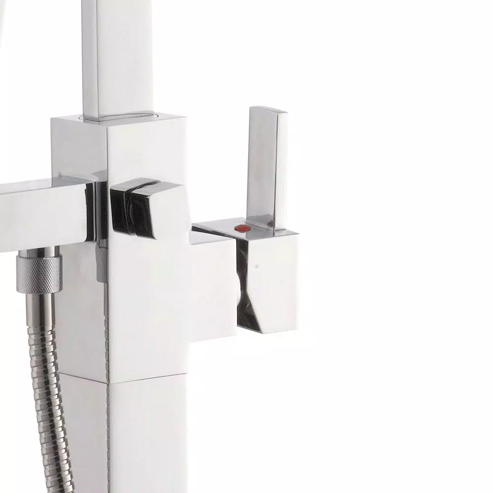 Glacier Bay Farrington Freestanding Floor Mount Tub Faucet with Handheld Handshower, Chrome