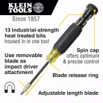 Klein Tools 14-in-1 Multi-Bit Adjustable Length Screwdriver with Impact Rated Blade thumbnail 2