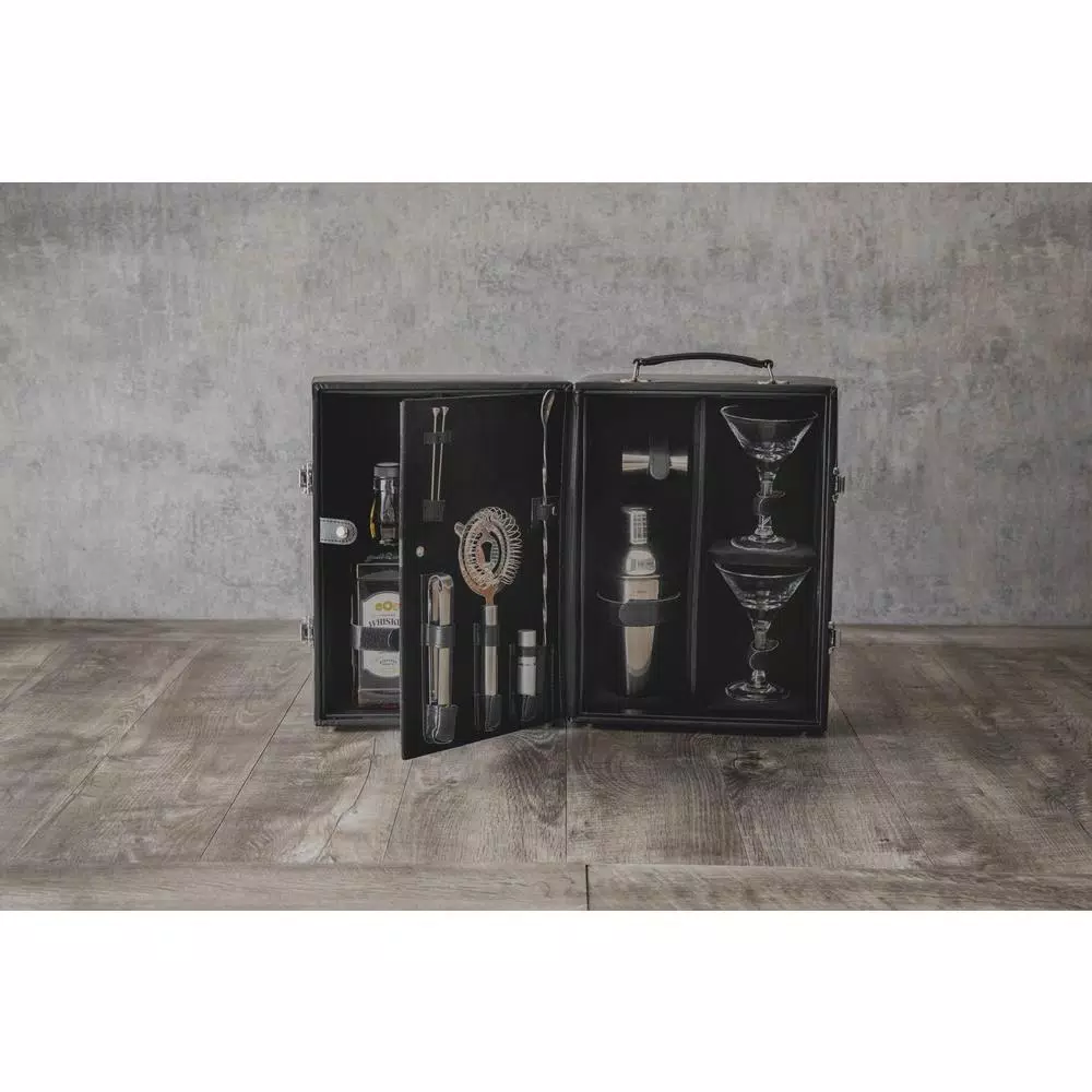 Picnic Time Manhattan Portable Cocktail Set with Leatherette Case and Martini Glasses