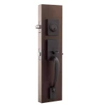 Copper Creek Craftsman Tuscan Bronze Front Door Handleset with Contemporary Zane Lever Trim thumbnail 2