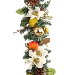 Village Lighting Company 9 ft. Pre-Lit LED Magnolia Orchard Artificial Christmas Garland with Warm White Lights thumbnail 2