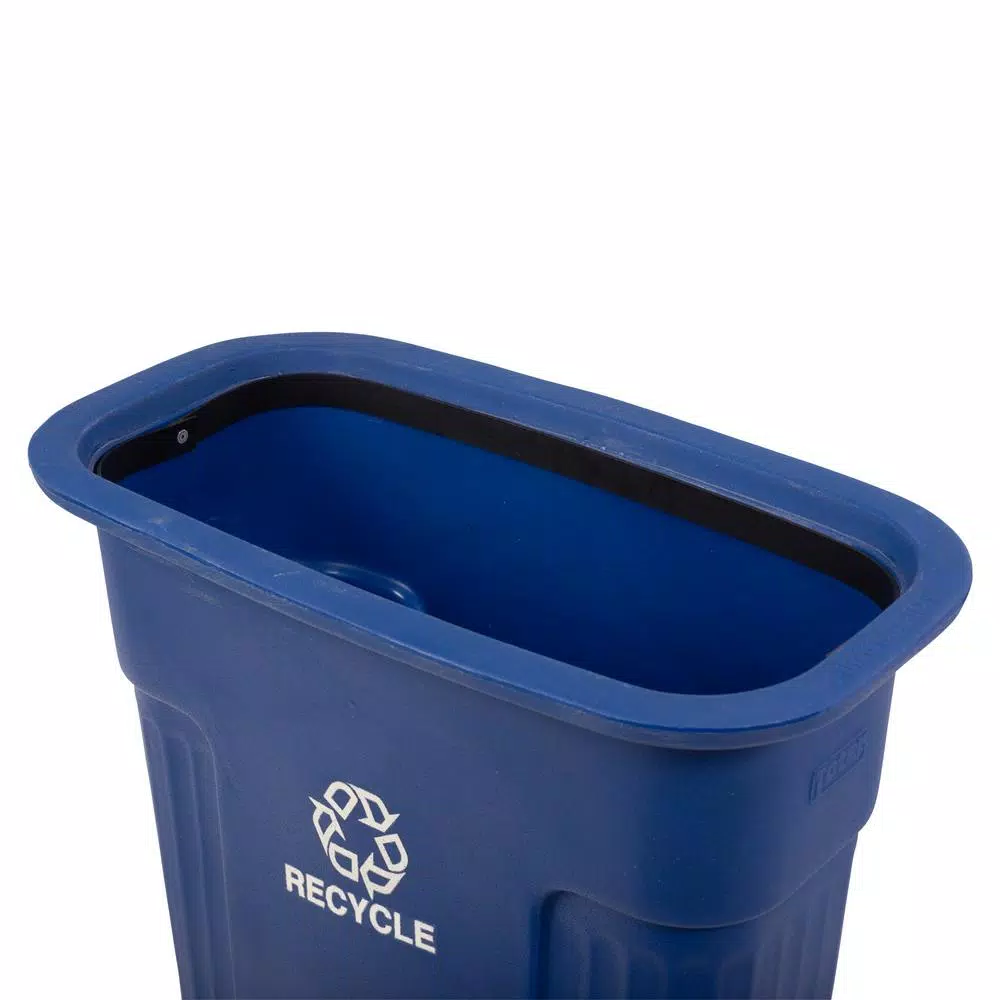 Toter Slimline 23 Gallon Blue Rectangular Recycling Bin with Recycle Symbol