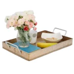 Mind Reader Copper Plated Galvanized Steel Rectangular Serving Tray with Handles, Brown thumbnail 6