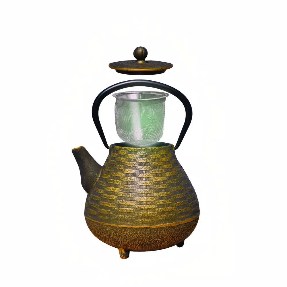 Old Dutch Orimono Black and Gold Cast Iron Tetsubin Teapot, 5.13-Cup