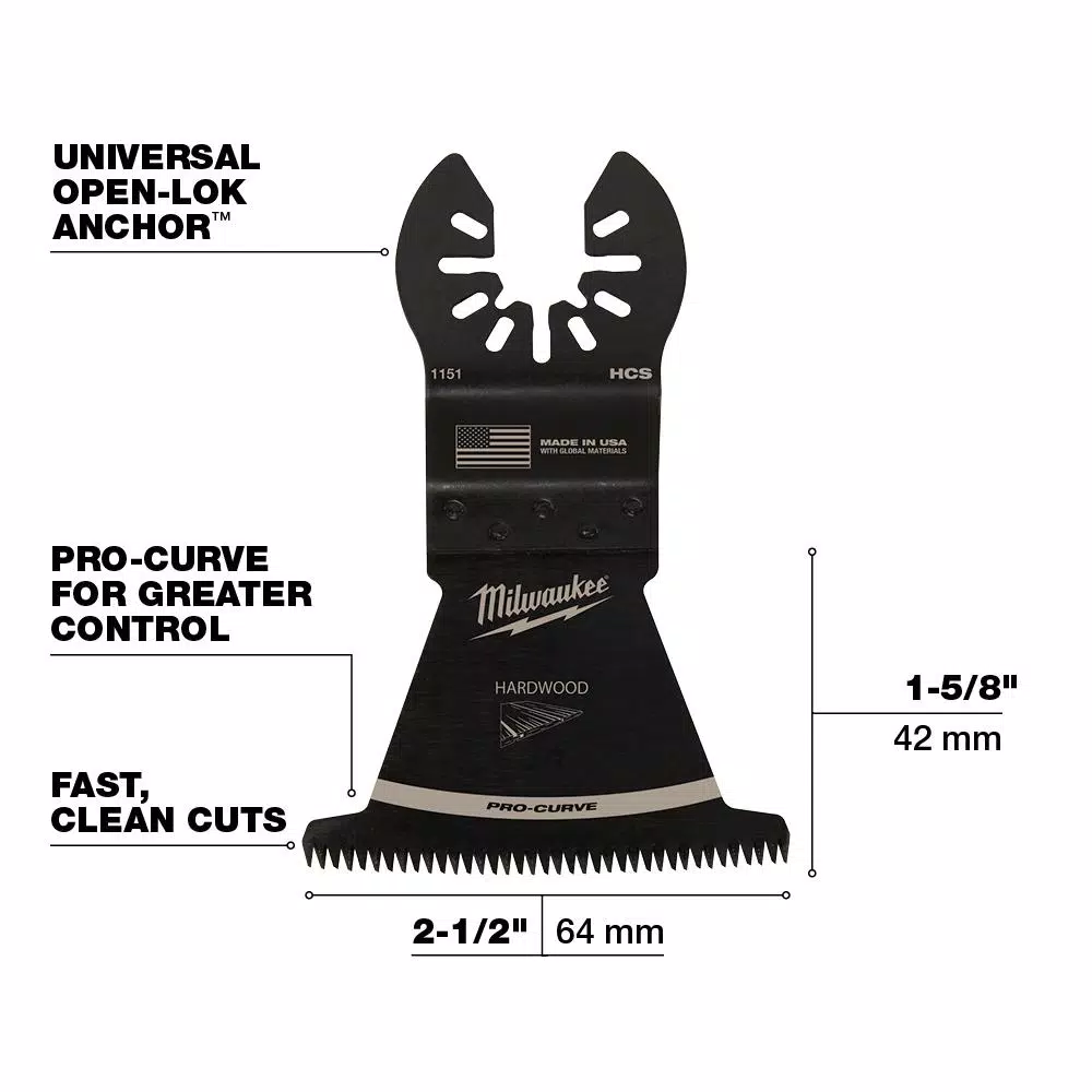 Milwaukee 2-1/2 in. High Carbon Steel Japanese Tooth Hardwood Oscillating Multi-Tool Blade, 3-Pack