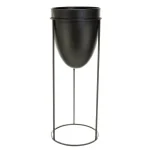 Kiera Grace Kieragrace Nordin Mid-Century Modern Plant Pot with Metal Stand, Black thumbnail 1