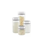 Honey-Can-Do 4-Piece Glass Kitchen Canister Set with Date Dial Lids and Chrome Accents thumbnail 3