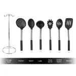 Classic Cuisine 7-Piece Stainless Steel and Silicone Kitchen Utensil Set with Holder thumbnail 4