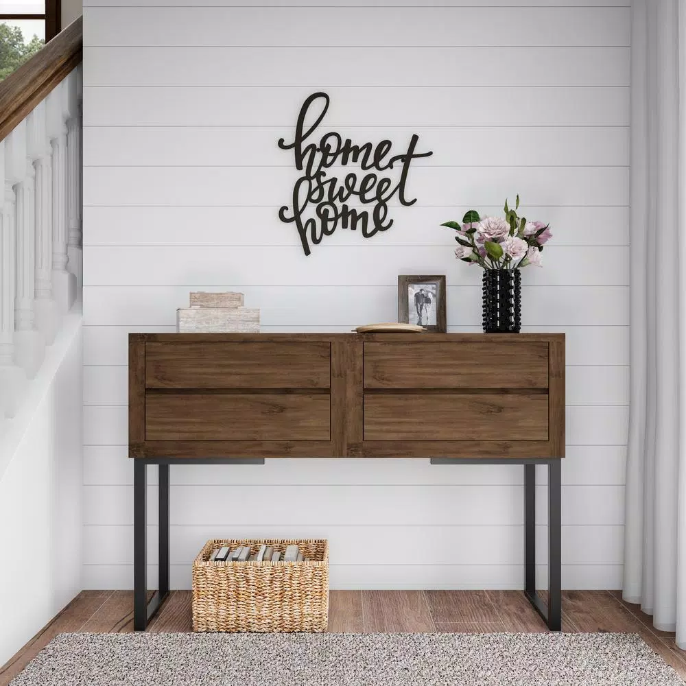 Lavish Home "Home Sweet Home" Metal Cutout Wall Decor Sign, Dark Brown