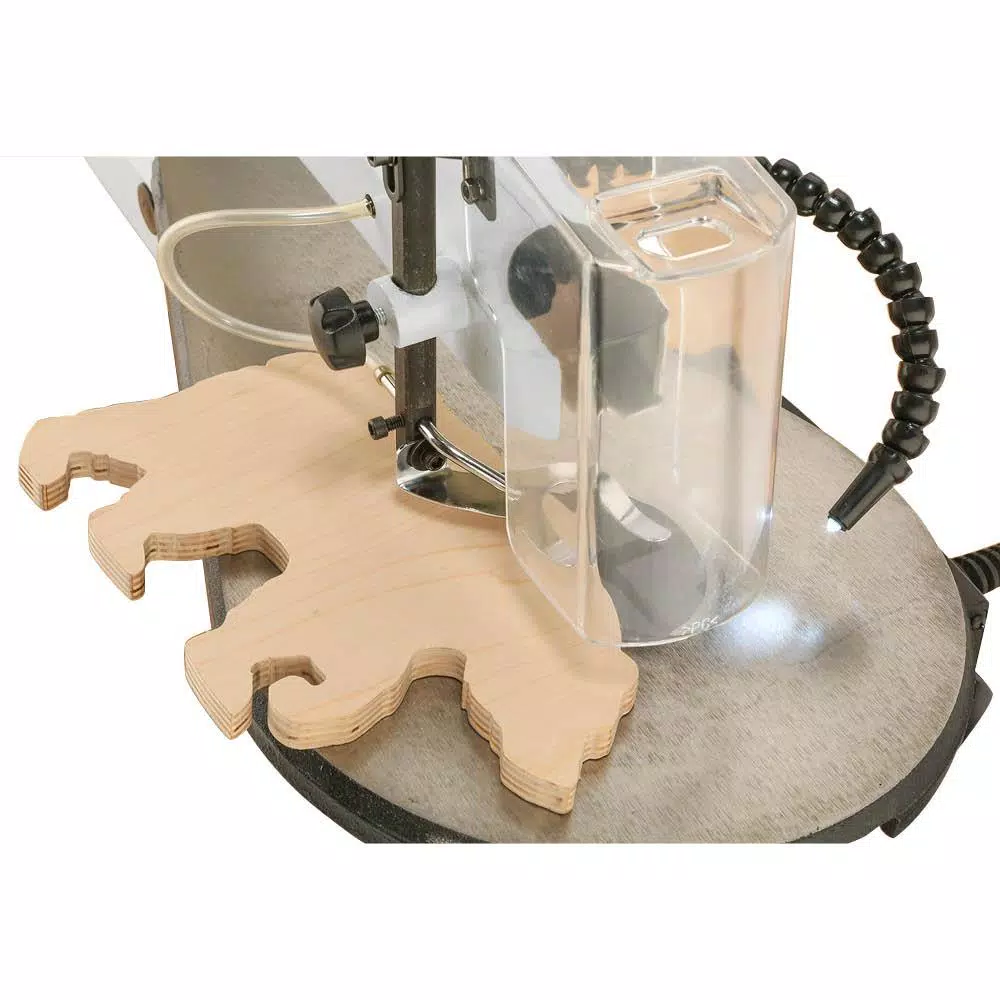 Shop Fox 18 in. VS Scroll Saw with LED Gooseneck Light and 64-Piece Rotary Tool Kit