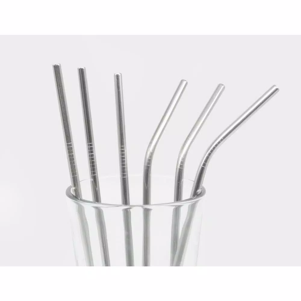 ExcelSteel 14-Piece Stainless Steel Reusable Straw Set with Cleaning Brushes