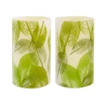 LUMABASE Lace Leaf Battery Operated Wax LED Candles - Set of 2 thumbnail 1