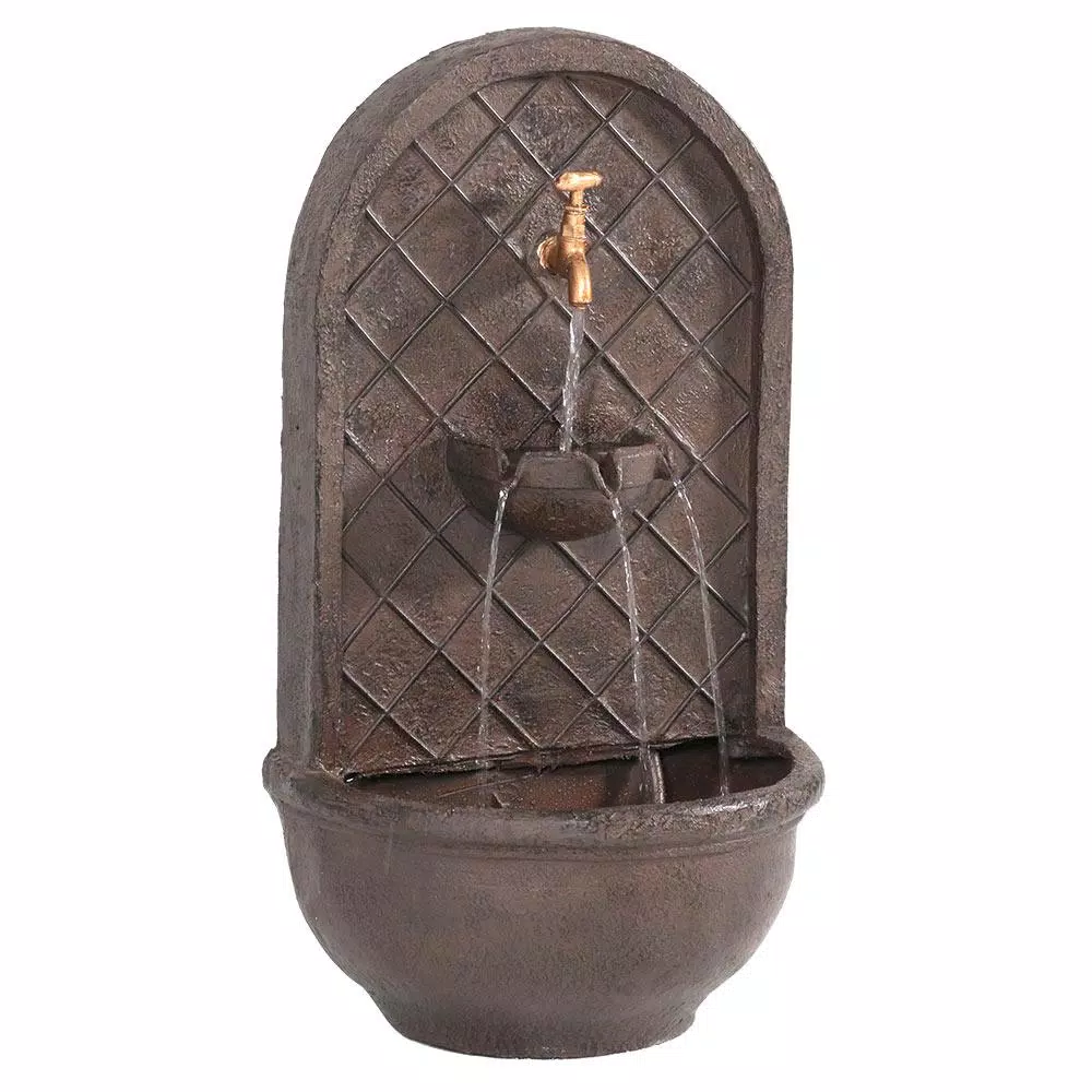 Sunnydaze Decor Messina Solar Powered Outdoor Wall Fountain, Iron Finish Resin Water Feature