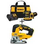 DEWALT 20V MAX XR Brushless 5 in. Random Orbital Sander Kit with 2.0 Ah Battery & Bonus Jigsaw thumbnail 1