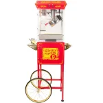 Funtime Sideshow Popper 8 oz. Popcorn Machine & Cart, Traditional Red/Gold Theater Style thumbnail 5