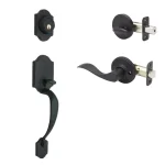 Copper Creek Heritage Black Door Handleset with Waverlie Lever Trim thumbnail 1