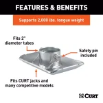 CURT Pin-On Jack Foot for 2" Tube, 2,000 lbs. Capacity thumbnail 6