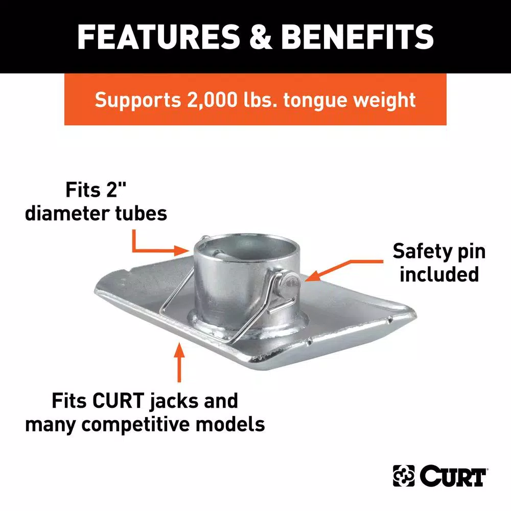 CURT Pin-On Jack Foot for 2" Tube, 2,000 lbs. Capacity