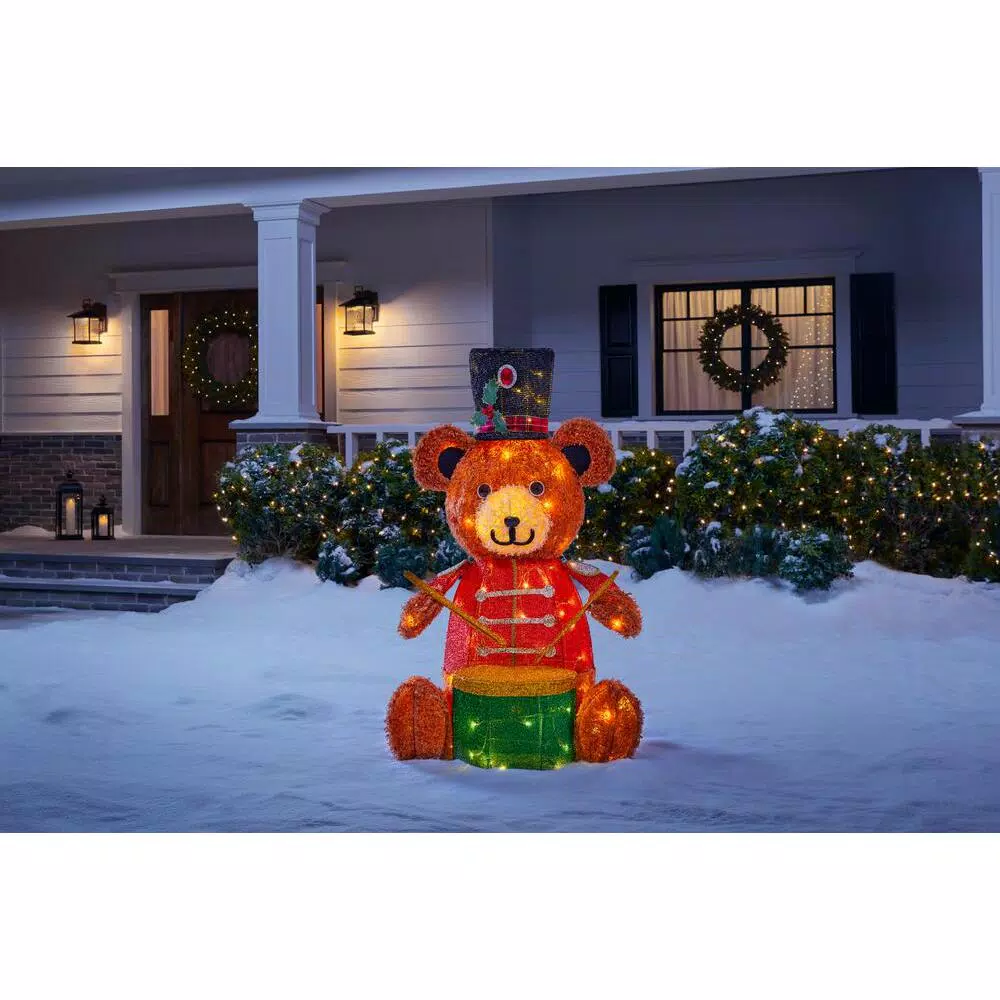 Home Accents Holiday Yuletide Lane 36-in LED Teddy Bear Holiday Yard Decoration with Warm White Lights
