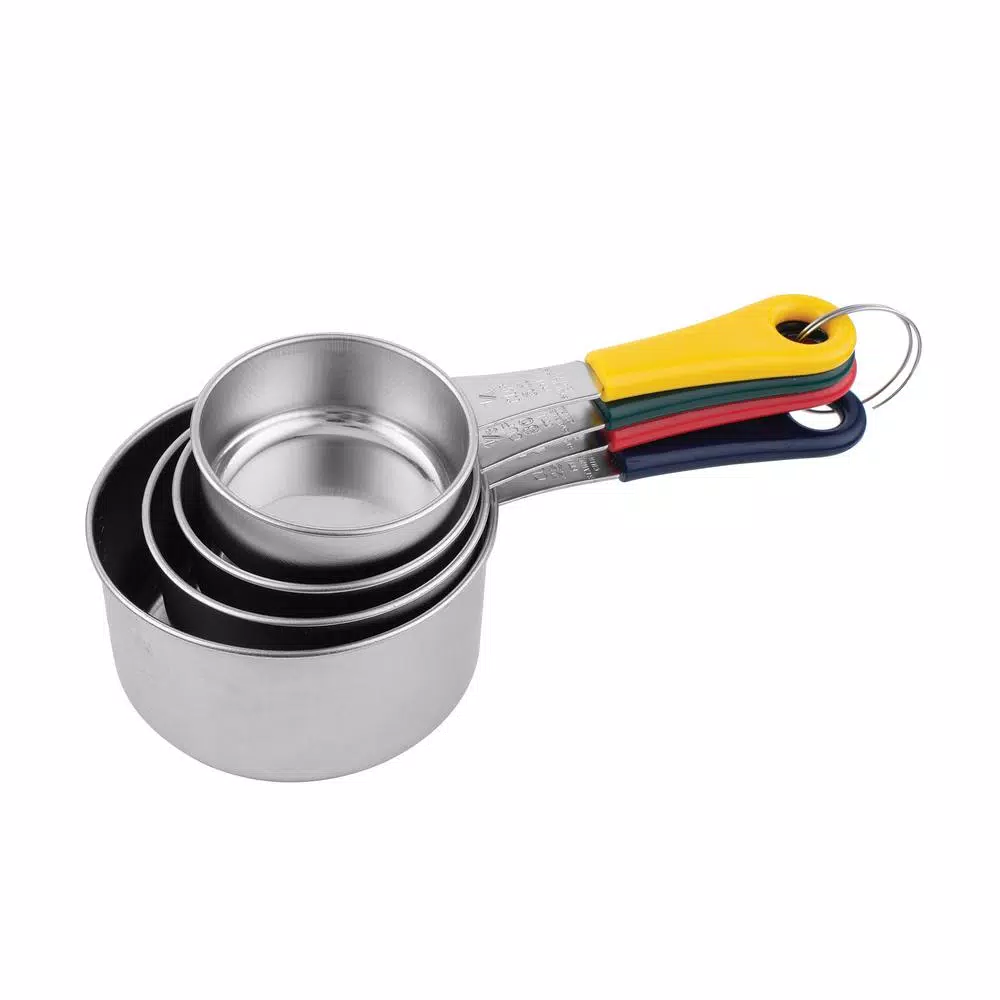 Fox Run 4-Piece Stainless Steel Measuring Cup Set with Color-Coated Handles