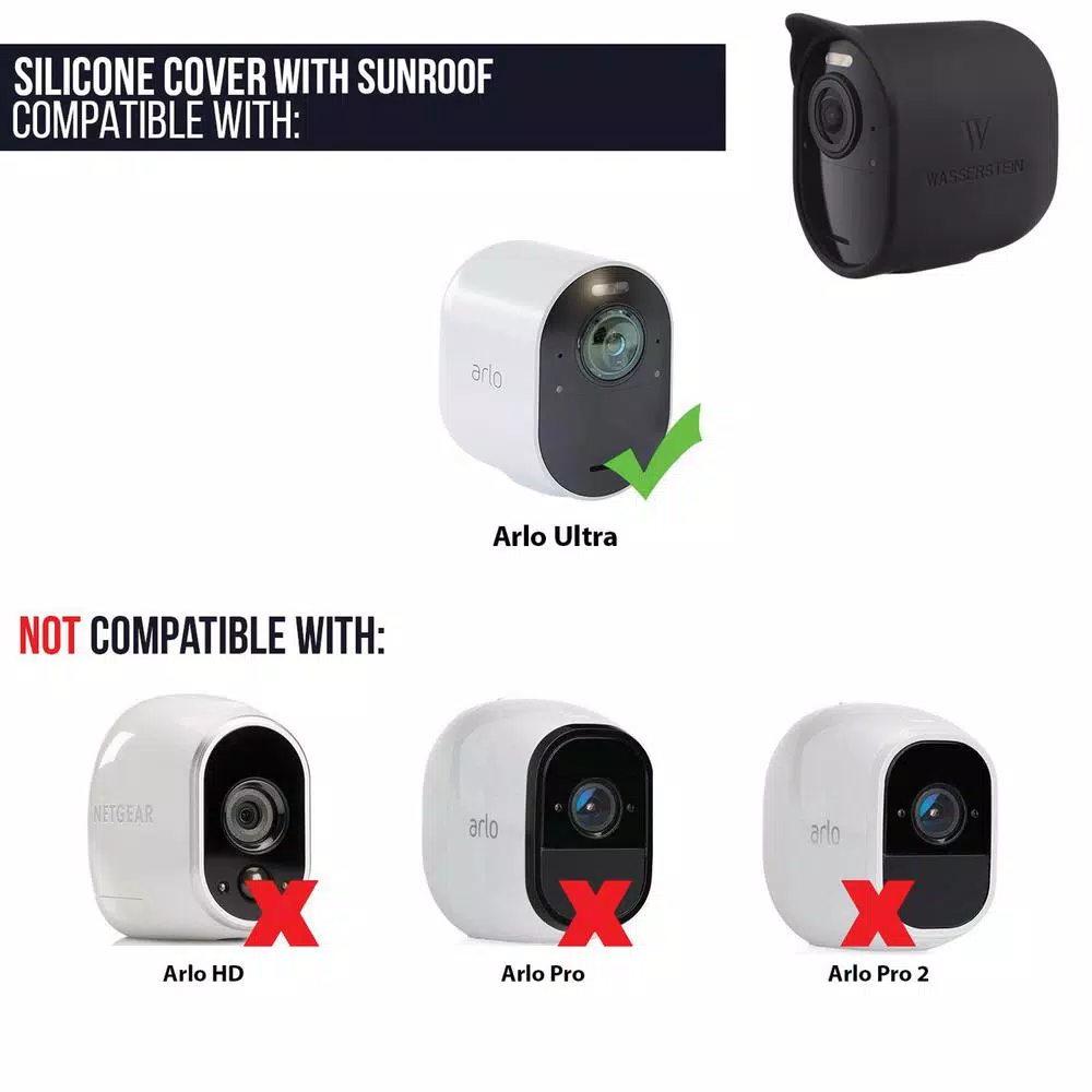 Wasserstein Protective Silicone Skins with Sunroof for Arlo Ultra, Black (3-Pack)