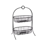 Spectrum Everly 2-Tier Oval Steel Fruit Basket & Serving Stand, Black thumbnail 2