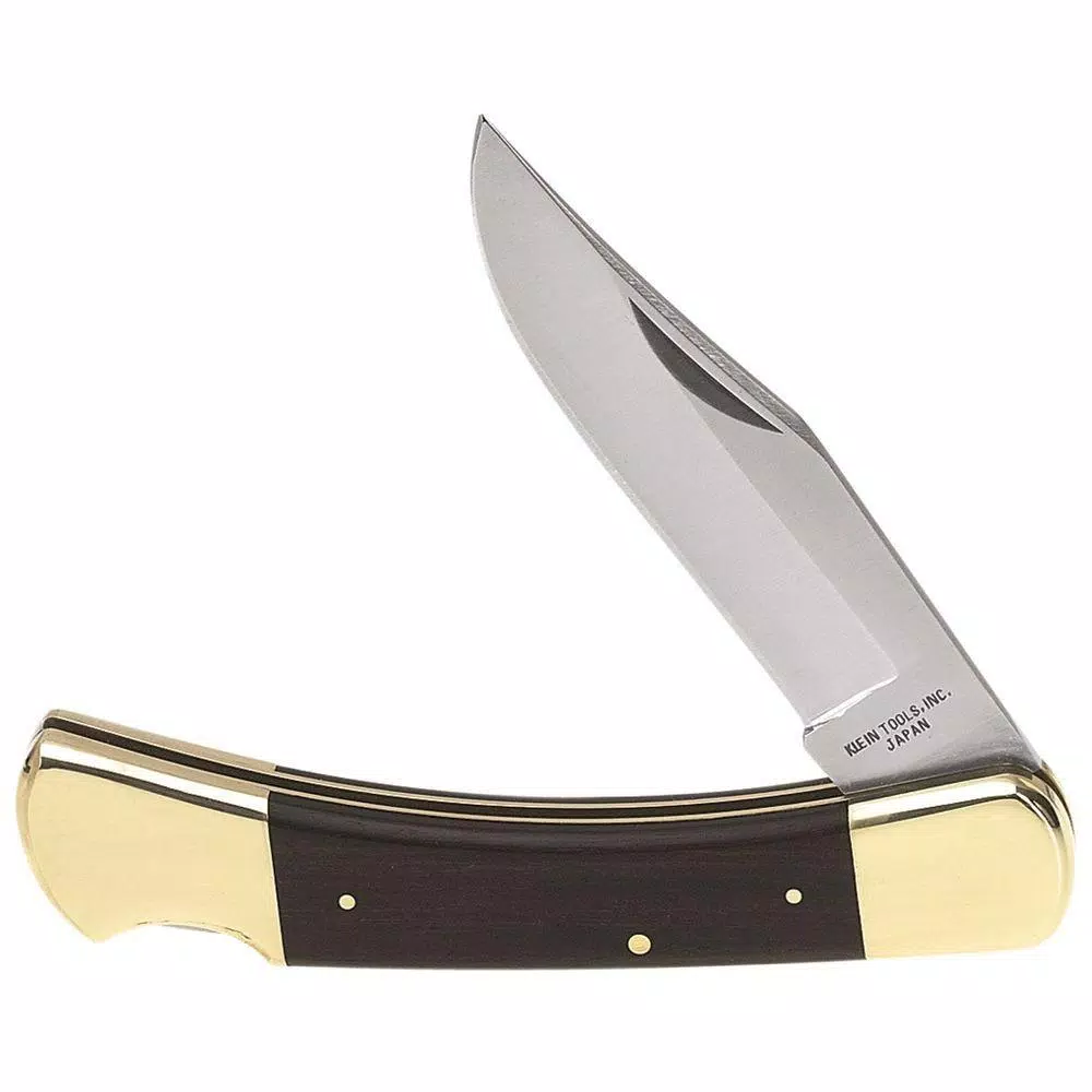 Klein Tools Klein's Sportsman Folding Knife with Ebony Wood Handle and Stainless Steel Clip Point Blade