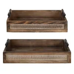 Kate and Laurel Bayport Brown Decorative Nested Wooden Tray Set of 2 - Farmhouse Style thumbnail 3