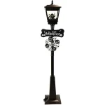 Haunted Hill Farm 71 in. Black Wicked Witch Animated Lamp Post with Spooky Music thumbnail 1