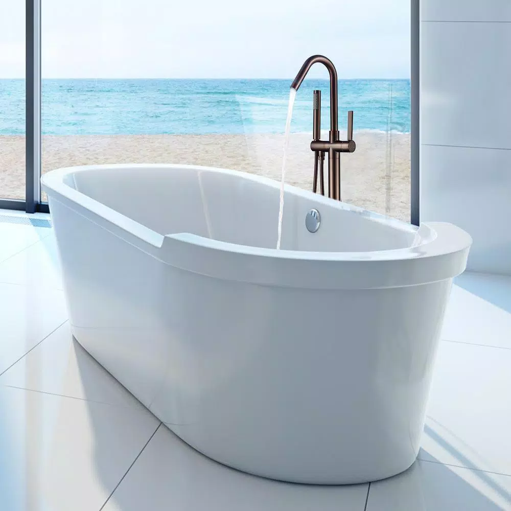 Vanity Art 40 in. Freestanding Single-Handle Claw Foot Tub Faucet with Hand Shower, Oil Rubbed Bronze