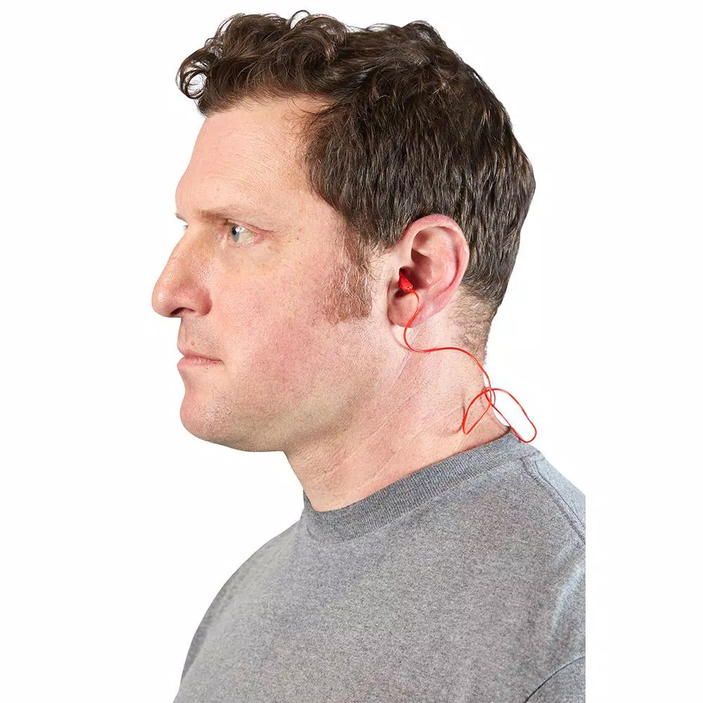 Milwaukee Corded Reusable Red Earplugs, 26 dB NRR (3-Pack)
