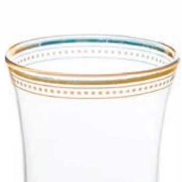Abigails 12 oz. Clear Glass Tumbler Set with Gold Trim and White Dots, Set of 4