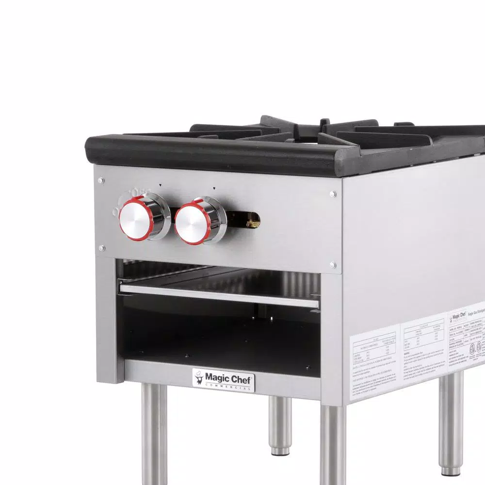 Magic Chef Commercial Single Burner Natural Gas Stock Pot Range, 80,000 BTU, Stainless Steel