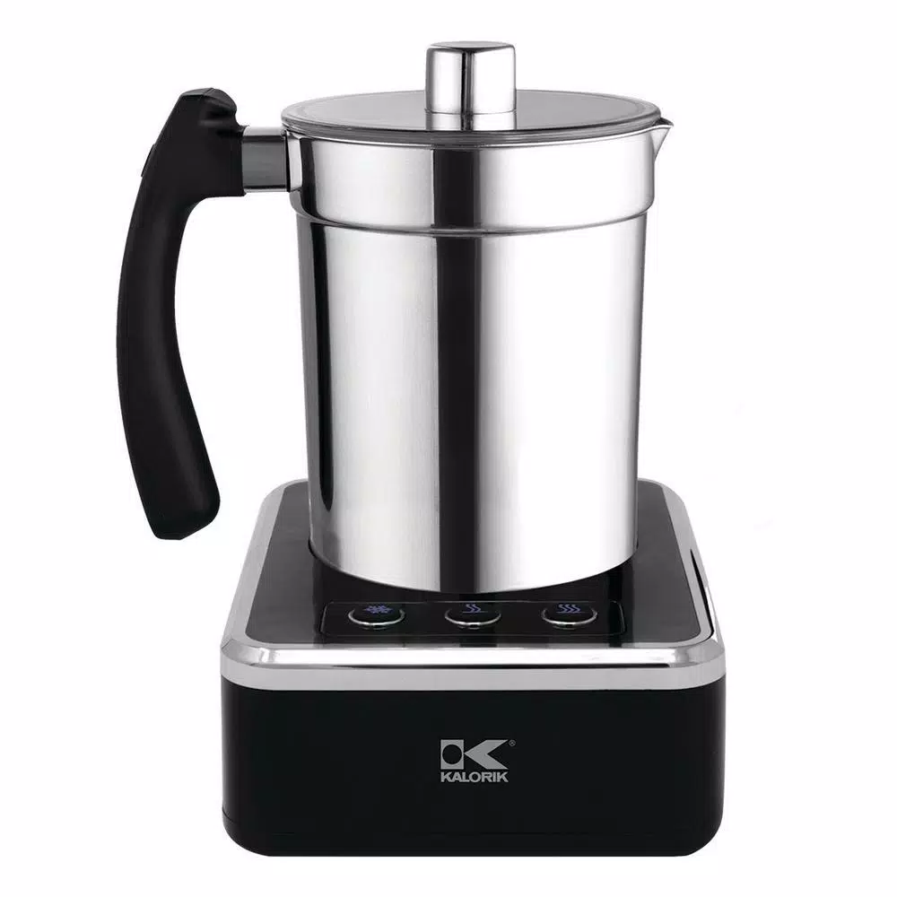 Kalorik Black and Stainless Steel Electric Milk Frother, 13.5 oz Capacity