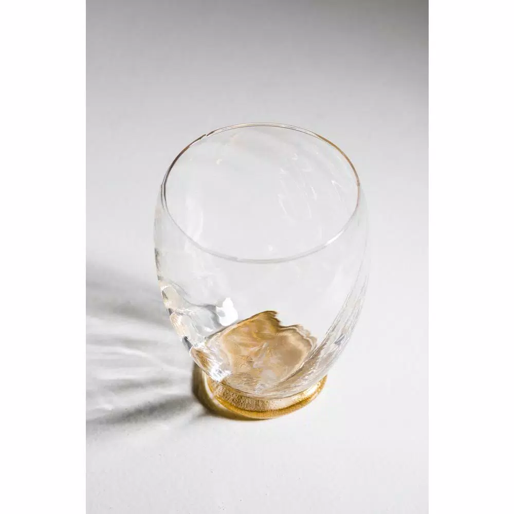 Abigails Elisa Stemless Water Glass Set, Clear with Gold Infused Base, Set of 4
