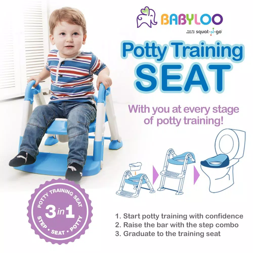 Babyloo Bambino 3-in-1 Convertible Toddler Potty Trainer and Step Stool - Blue