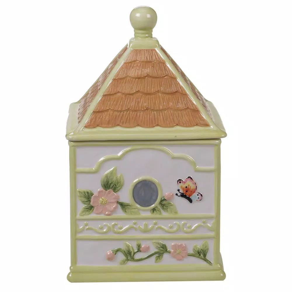 Certified International Spring Meadows 3-D Bird House Cookie Jar, 11.25 in.