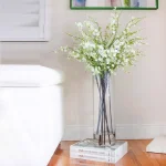 Nearly Natural Giant White Cherry Blossom Silk Floral Arrangement with Cylinder Vase thumbnail 4