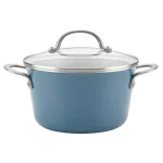 Ayesha Curry Home Collection 4.5 Qt. Twilight Teal Porcelain Enamel Nonstick Saucepot with Lid thumbnail 1