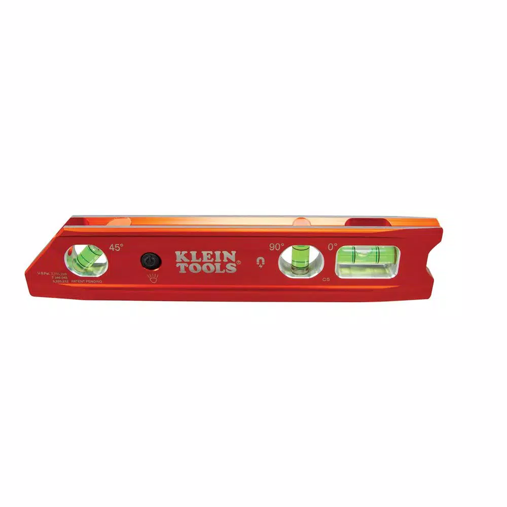 Klein Tools 9 in. Lighted Rare Earth Magnet Torpedo Billet Aluminum Level